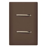 Conjunto Interruptor Duplo Simples 4x2 - Novara Marrom Fosco Gold